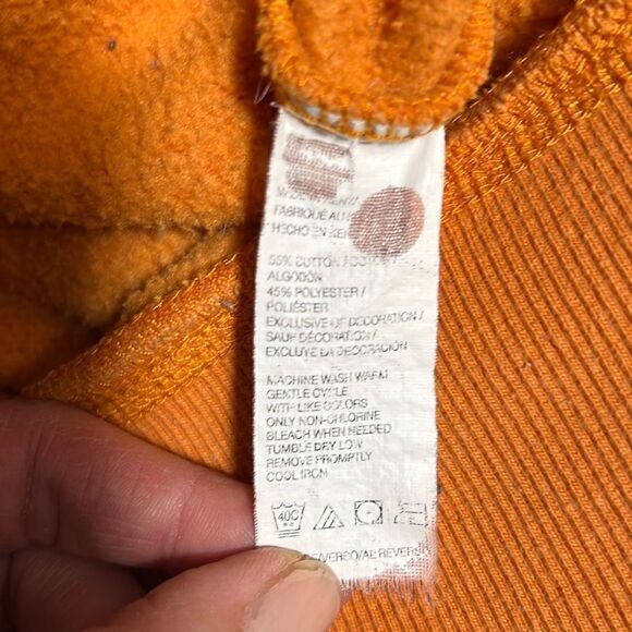 Izod Men's Pullon Sweater Long Sleeve Ribbed Hem Crewneck Cotton Orange Size XL - Picture 4 of 4